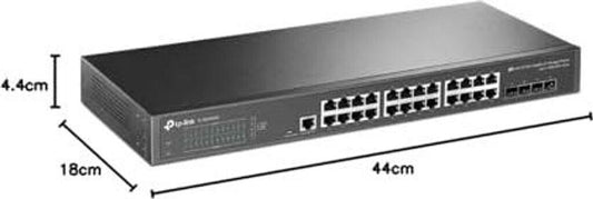 TP-LINK JetStream 24-Port Gigabit L2+ Managed Switch mit 4 10GE SFP+ Slots - Managed - L2+/L3 - Gigabit Ethernet (10/100/1000) - Rack-Einbau - 1U