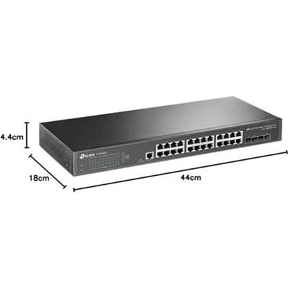 TP-LINK JetStream 24-Port Gigabit L2+ Managed Switch mit 4 10GE SFP+ Slots - Managed - L2+/L3 - Gigabit Ethernet (10/100/1000) - Rack-Einbau - 1U