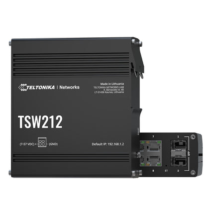 Teltonika · Switch· TSW212· 8 Port Gigabit Industrial managed Switch 2 SFP - Switch - 1 Gbps - Brocon Shop