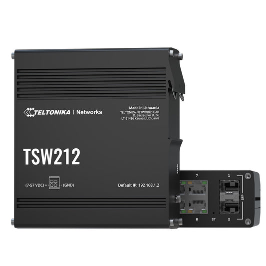 Teltonika · Switch· TSW212· 8 Port Gigabit Industrial managed Switch 2 SFP - Switch - 1 Gbps - TSW212 - 4779051841370 - Brocon Shop