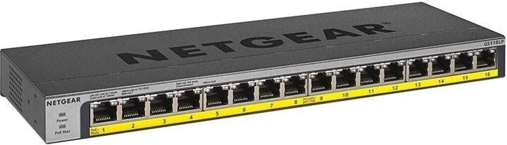 Netgear GS116LP - Unmanaged - Gigabit Ethernet (10/100/1000) - Power over Ethernet (PoE) - Rack-Einbau