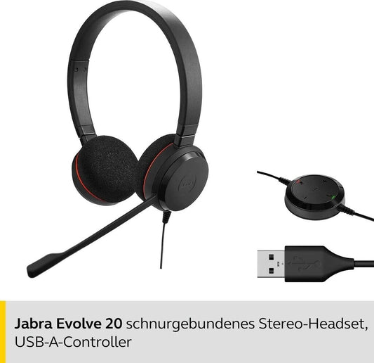 Jabra Evolve 20 Stereo / Mono - Kabelgebunden - Büro/Callcenter - 150 - 7000 Hz - 171 g - Kopfhörer - Schwarz