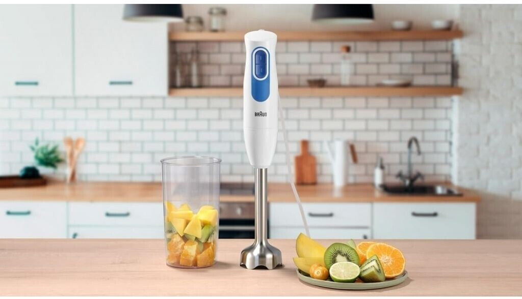 Braun Stabmixer MQ20.001M - MultiQuick 2 Pürierstab mit Edelstahl-Mixfuß, für Saucen, Smoothies und Vieles Mehr, 2 Geschwindigkeiten, inkl. 600 ml Mix- & Messbecher, 600 W, Weiß