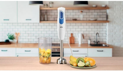 Braun Stabmixer MQ20.001M - MultiQuick 2 Pürierstab mit Edelstahl-Mixfuß, für Saucen, Smoothies und Vieles Mehr, 2 Geschwindigkeiten, inkl. 600 ml Mix- & Messbecher, 600 W, Weiß