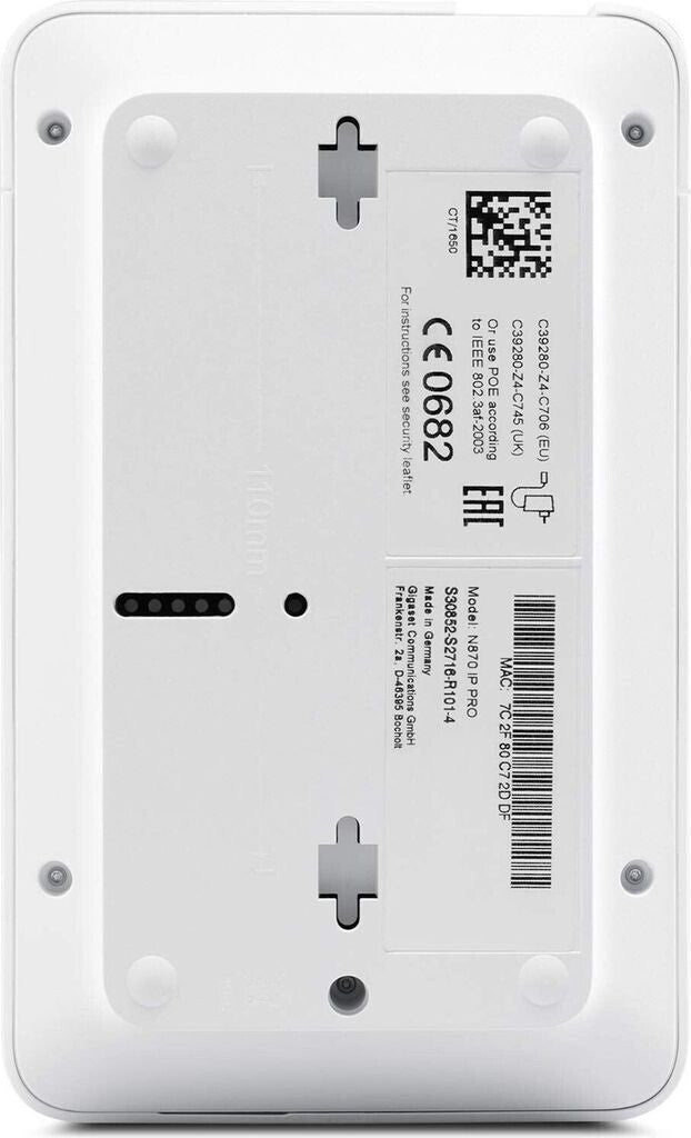 Gigaset N670 IP Pro - 120 Kanäle - HTTPS - SIPS - SRTP - SSL/TLS - S650H - R650H - SL750H - Maxwell C - Omnidirektional - Weiß - Kunststoff