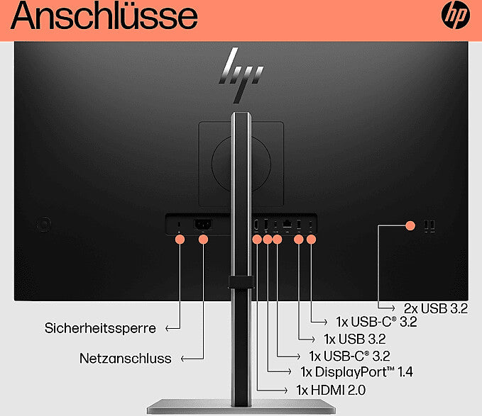 HP E32k G5 4K USB-C-Monitor - 80 cm (31.5") - 3840 x 2160 Pixel - 4K Ultra HD - LCD - 5 ms - Schwarz