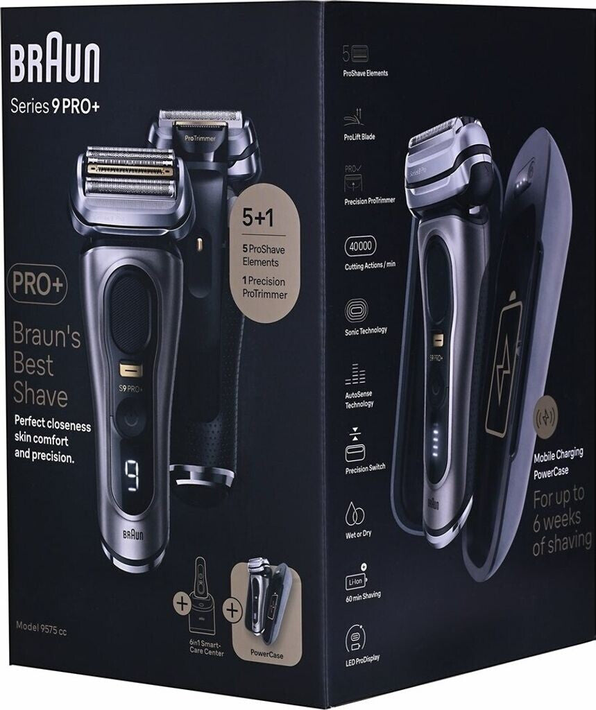 Braun Series 9 Pro+ 9575cc Wet & Dry - Folienschaber - Metallisch - Akku - Lithium-Ion (Li-Ion) - 90 min - Box