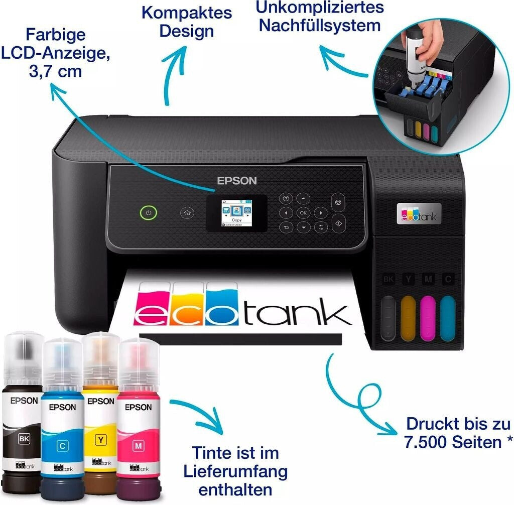 Epson EcoTank ET-2870 - Tintenstrahl - Farbdruck - 5760 x 1440 DPI - A4 - Direktdruck - Schwarz