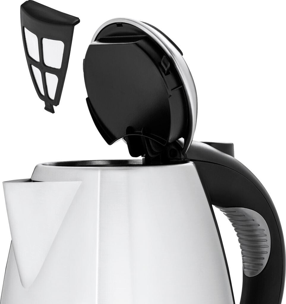 WMF Stelio 0413020012 - 1,7 l - 2400 W - Schwarz - Edelstahl - Edelstahl - Kunststoff - Wasserstandsanzeige - Überhitzungsschutz kettle with lid open